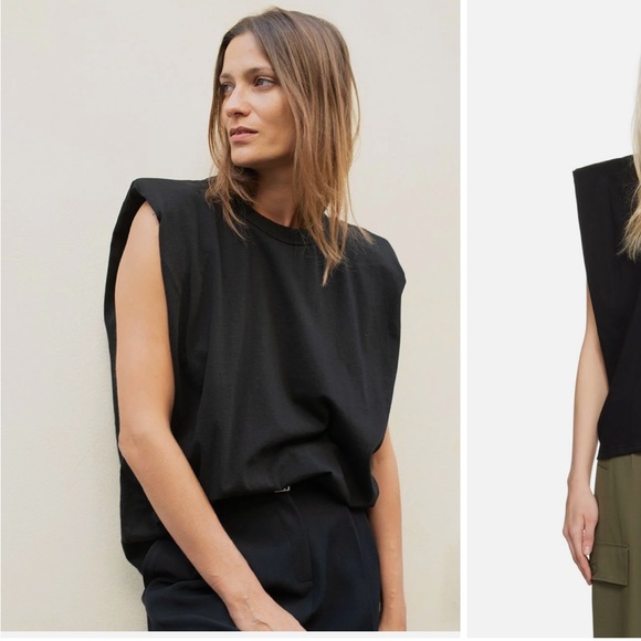 Frankie shop Eva padded tee in black - Picture 1 of 5